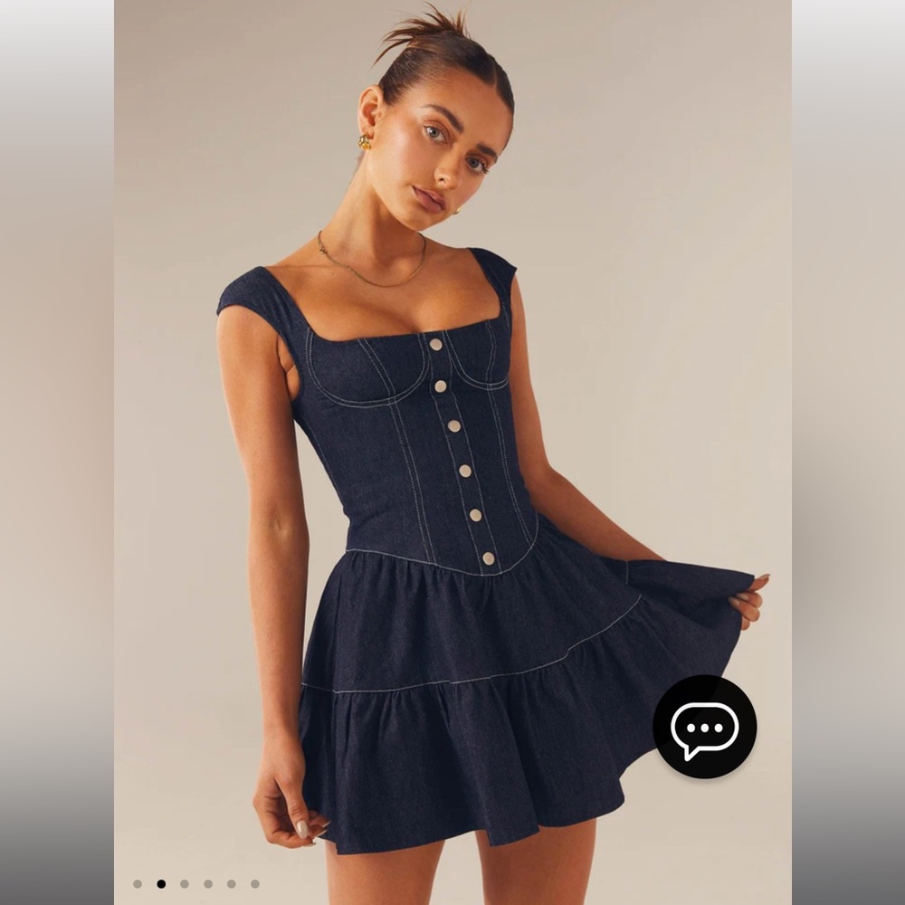 NWT Peppermayo Isabella Denim Bustier Dress Indigo